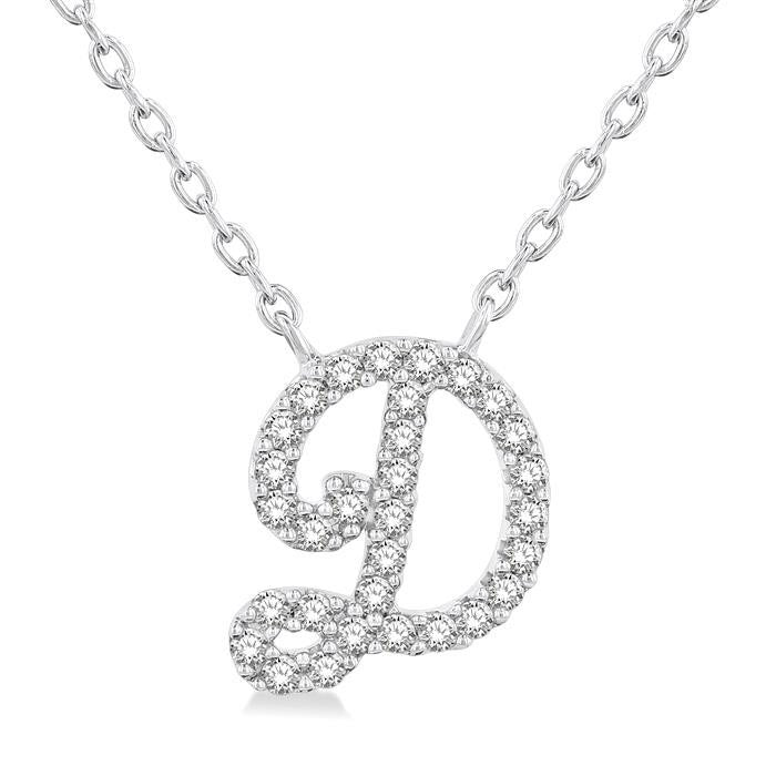 Victoire Jasper Script 'D' Initial Diamond Pendant