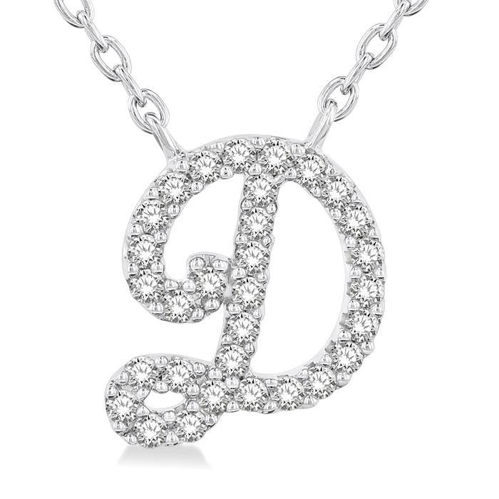 Victoire Jasper Script 'D' Initial Diamond Pendant