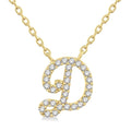 1/10 Ctw Initial 'D' Calligraphy Round Cut Diamond Fashion Pendant With Chain in 10K Yellow Gold