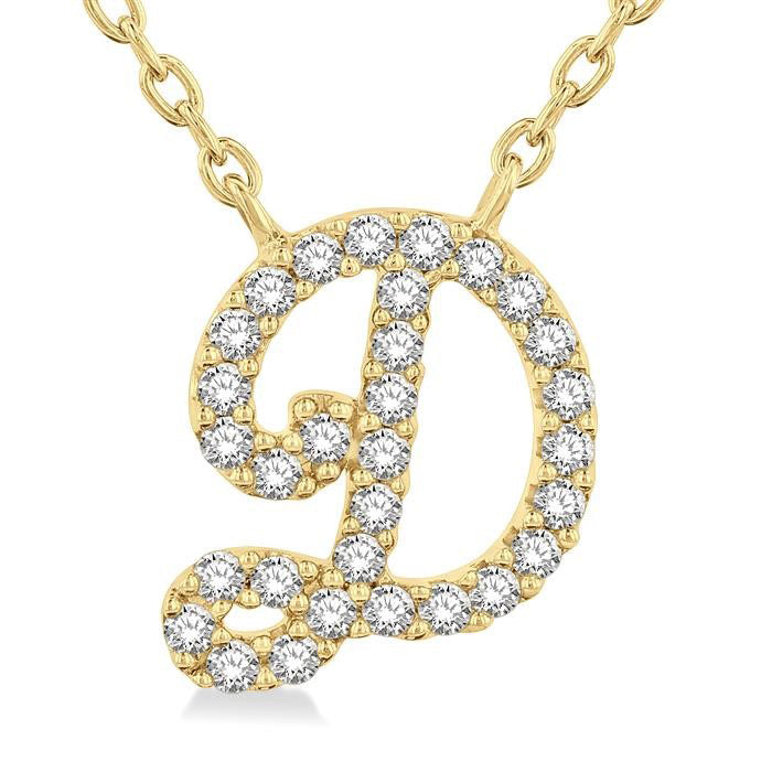 Xanthe Minerva Script 'D' Initial Diamond Pendant