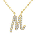 1/10 Ctw Initial 'M' Calligraphy Round Cut Diamond Fashion Pendant With Chain in 10K Yellow Gold