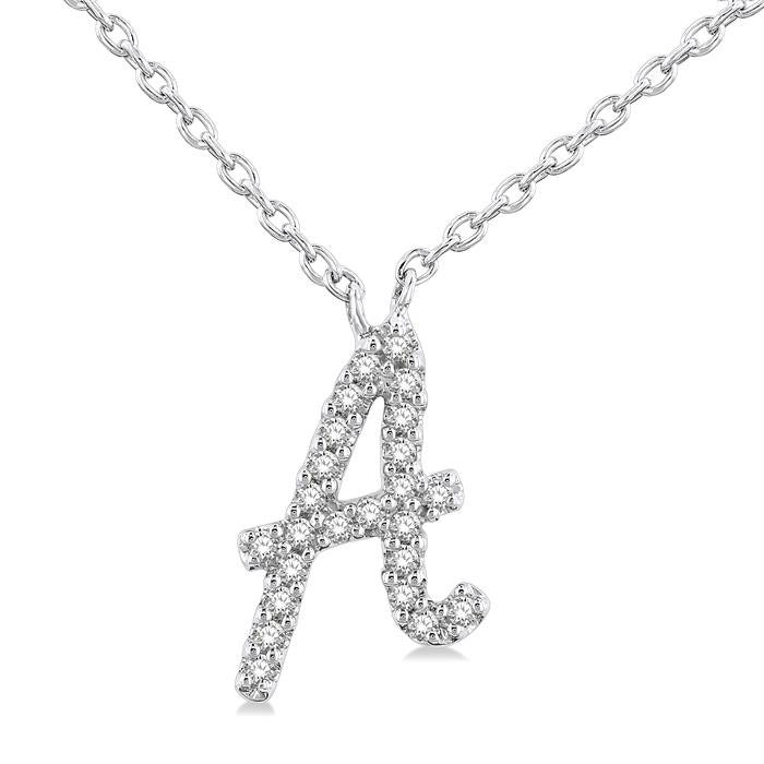 Luna Rhea Script 'A' Initial Diamond Pendant