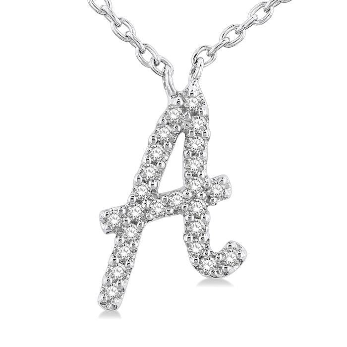 Luna Rhea Script 'A' Initial Diamond Pendant
