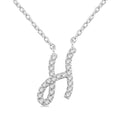 1/20 Ctw Initial 'H' Round cut Diamond Pendant With Chain in 14K White Gold