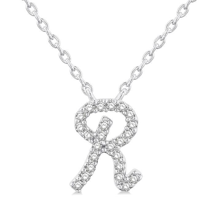 Sable Ivy Script 'R' Initial Diamond Pendant