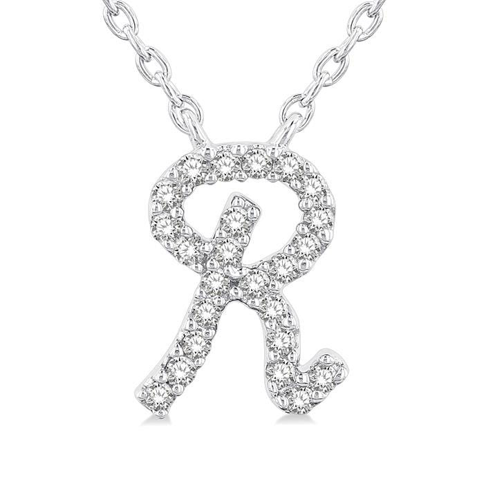 Sable Ivy Script 'R' Initial Diamond Pendant