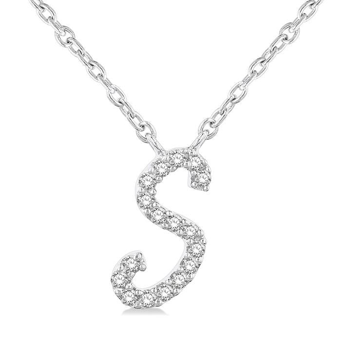 Echo Nyx Script 'S' Initial Diamond Pendant