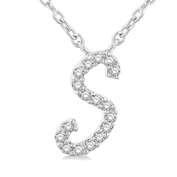 Echo Nyx Script 'S' Initial Diamond Pendant