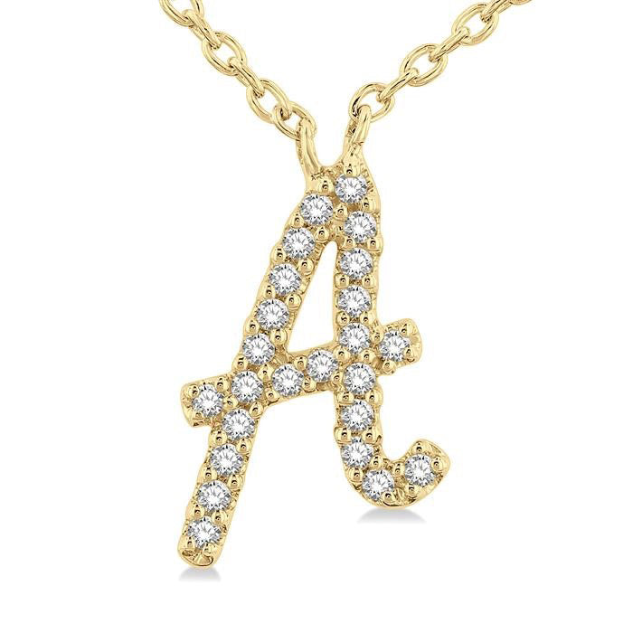 Victoire Quill Script 'A' Initial Diamond Pendant