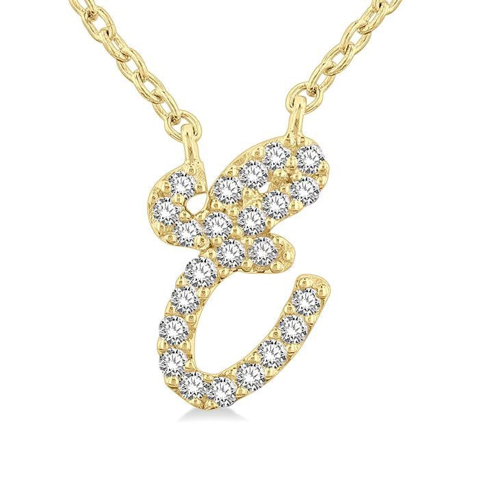 Vesper Tamarind Script 'E' Initial Diamond Pendant