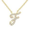 1/20 Ctw Initial 'F' Round cut Diamond Pendant With Chain in 14K Yellow Gold
