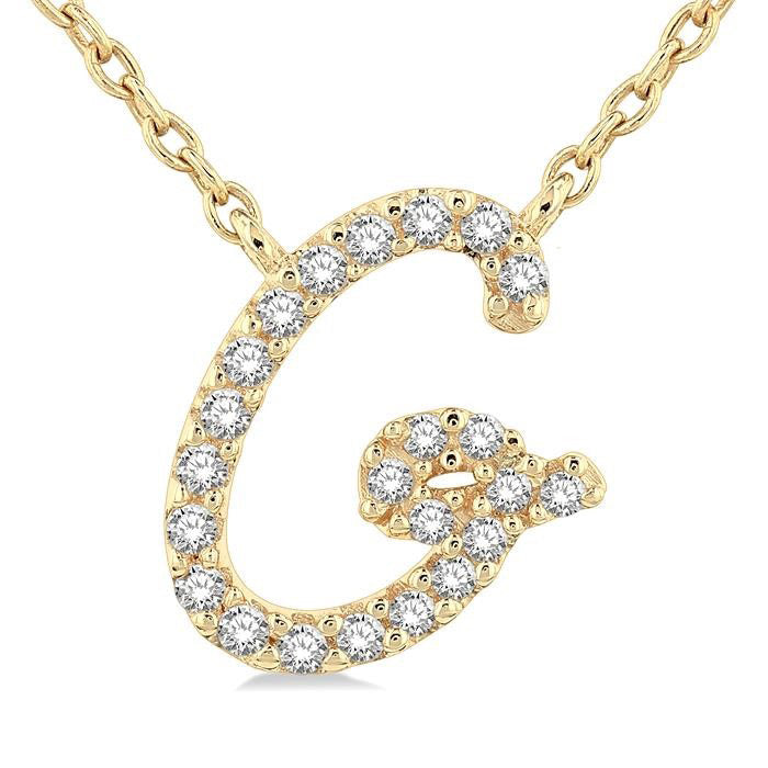 Fen Orchid Script 'G' Initial Diamond Pendant