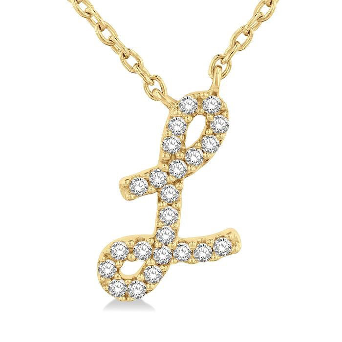Aquila Wisteria Script 'L' Initial Diamond Pendant