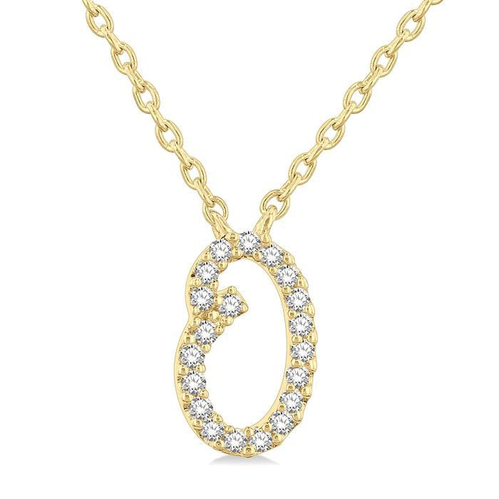 Script 'O' Initial Diamond Pendant