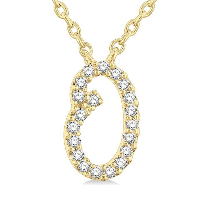 Script 'O' Initial Diamond Pendant