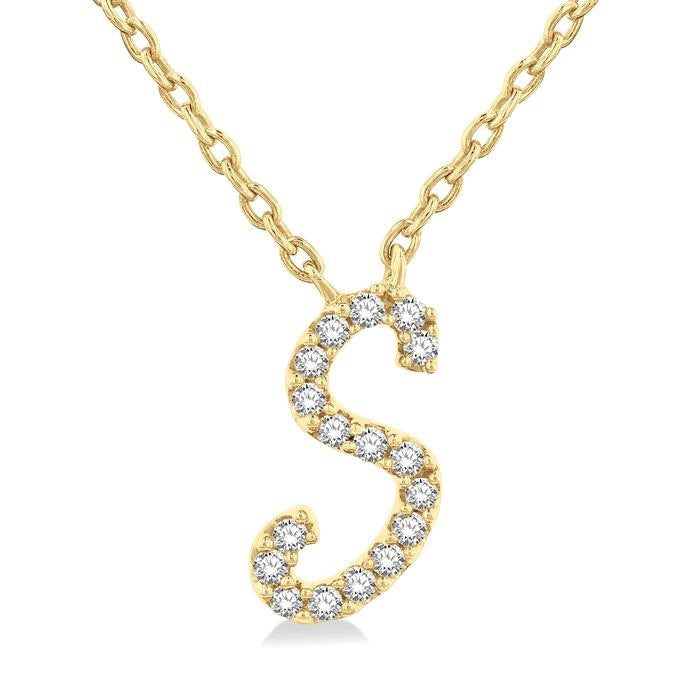 Evadne Aurora Script 'S' Initial Diamond Pendant