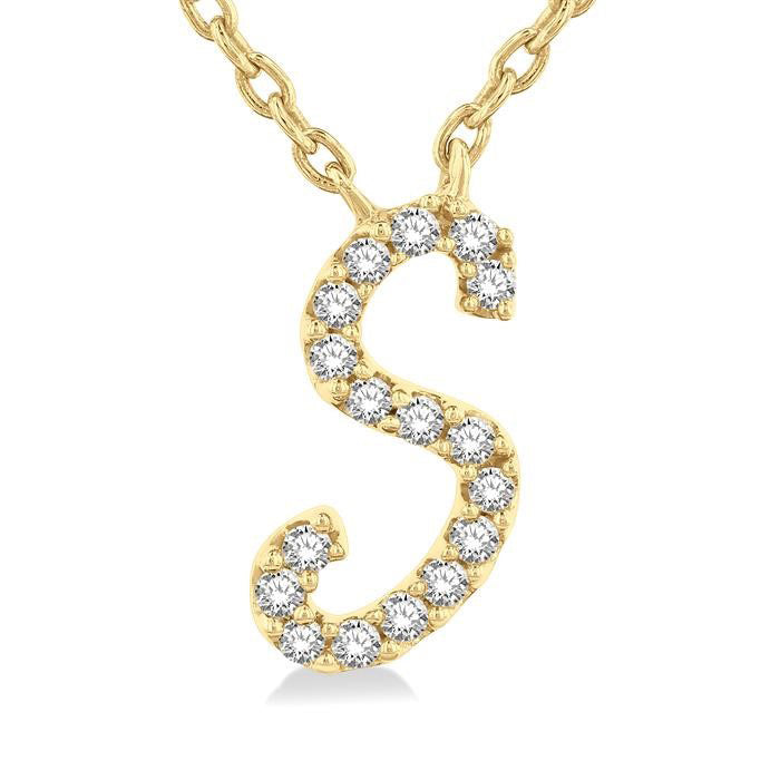 Evadne Aurora Script 'S' Initial Diamond Pendant