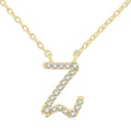 1/20 Ctw Initial 'Z' Round cut Diamond Pendant With Chain in 14K Yellow Gold