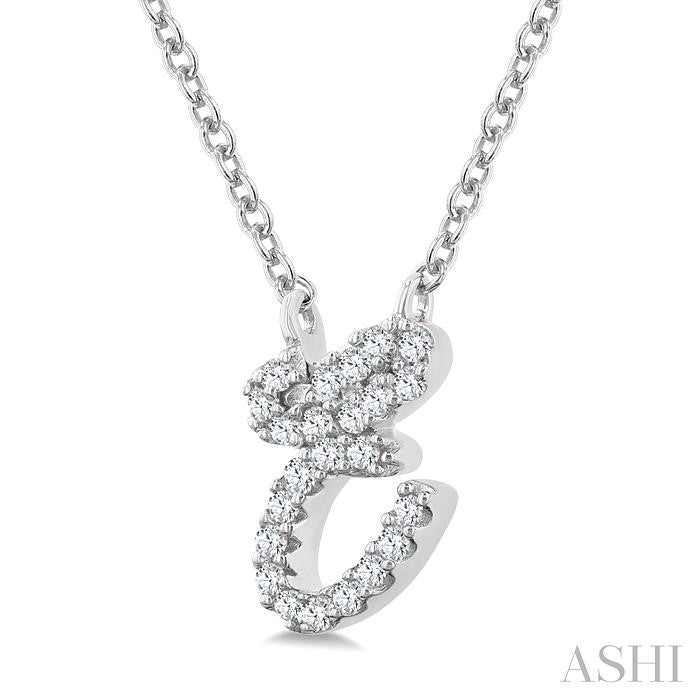 Ivy Ember Script 'E' Initial Diamond Pendant