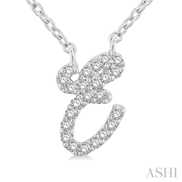 Ivy Ember Script 'E' Initial Diamond Pendant