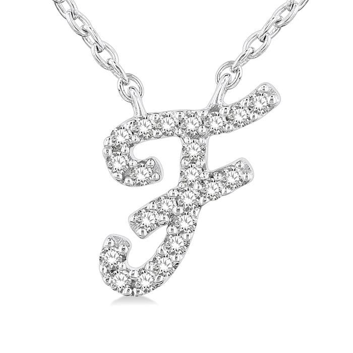 Script 'F' Initial Diamond Pendant