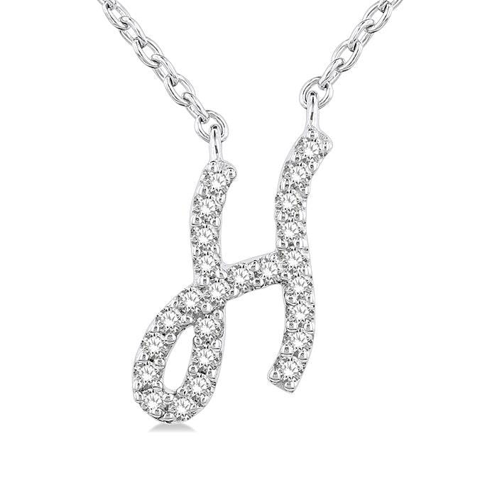 Haven Indigo Script 'H' Initial Diamond Pendant