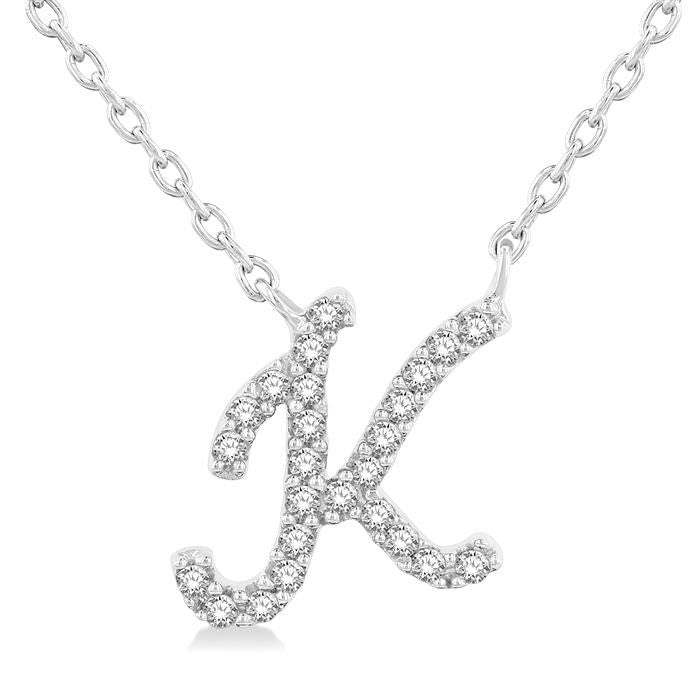 Maia Jasper Script 'K' Initial Diamond Pendant