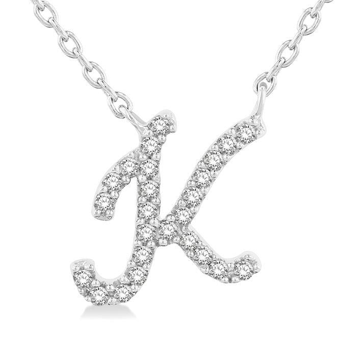 Maia Jasper Script 'K' Initial Diamond Pendant