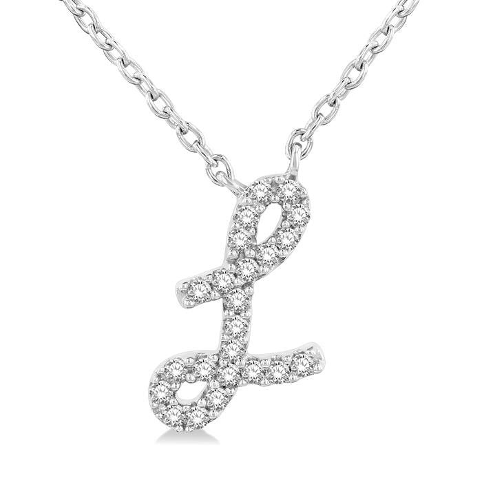 Umbria Nimbus Script 'L' Initial Diamond Pendant
