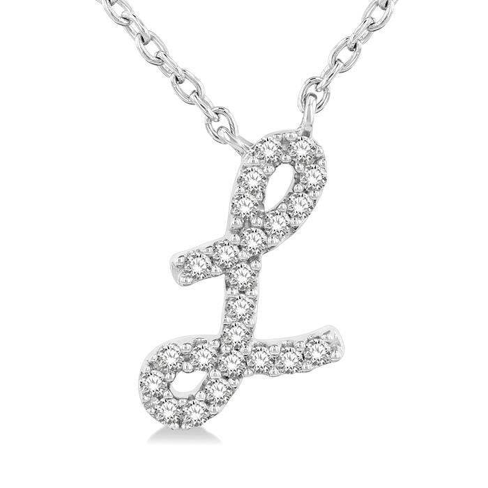 Umbria Nimbus Script 'L' Initial Diamond Pendant