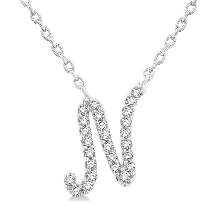 Sonata Thistle Script 'N' Initial Diamond Pendant