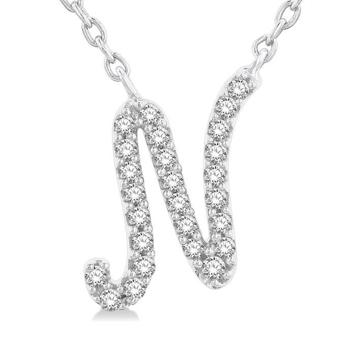 Sonata Thistle Script 'N' Initial Diamond Pendant