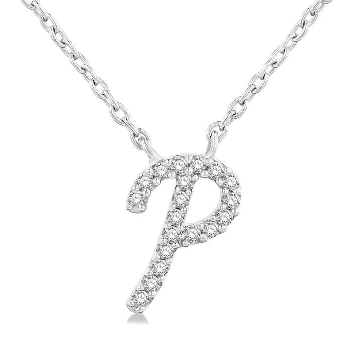Lilith  Script 'P' Initial Diamond Pendant