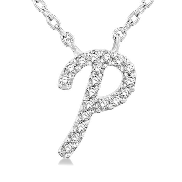 Lilith  Script 'P' Initial Diamond Pendant