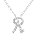 1/20 Ctw Initial 'R' Round cut Diamond Pendant With Chain in 10K White Gold