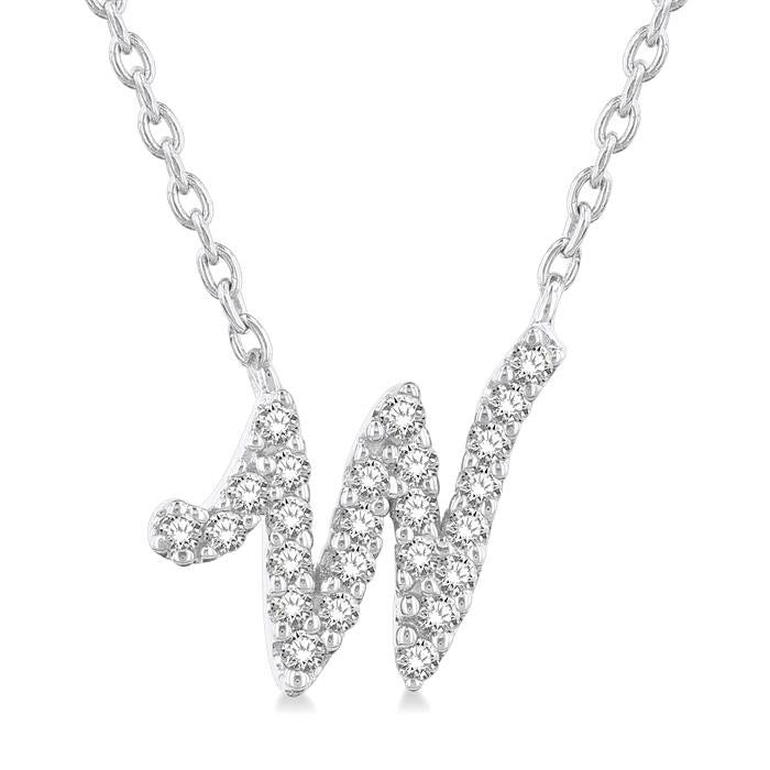Lilith Tempest Script 'W' Initial Diamond Pendant