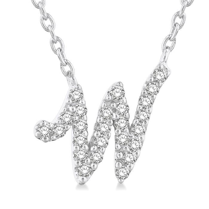 Lilith Tempest Script 'W' Initial Diamond Pendant