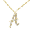 1/20 Ctw Initial 'A' Round cut Diamond Pendant With Chain in 10K Yellow Gold