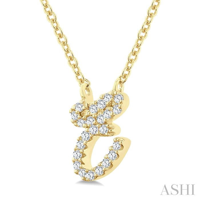 Kaia Luna Script 'E' Initial Diamond Pendant