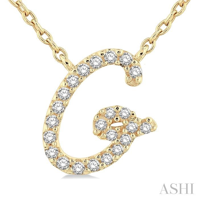Zinnia Xenia Script 'G' Initial Diamond Pendant