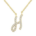 1/20 Ctw Initial 'H' Round cut Diamond Pendant With Chain in 10K Yellow Gold