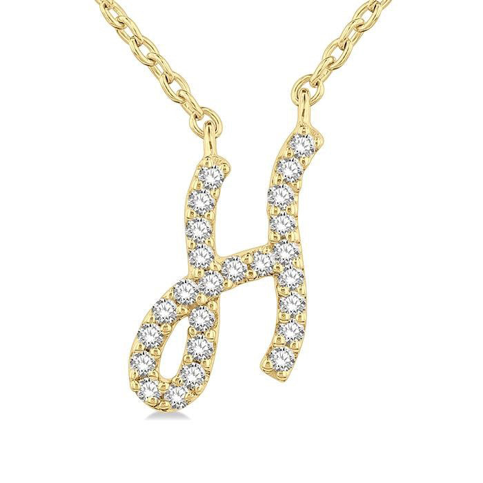 Clover Zofia Script 'H' Initial Diamond Pendant