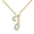 1/20 Ctw Initial 'J' Round cut Diamond Pendant With Chain in 10K Yellow Gold