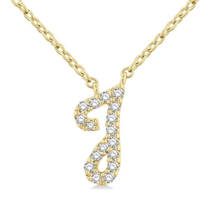 Selene Lark Script 'J' Initial Diamond Pendant
