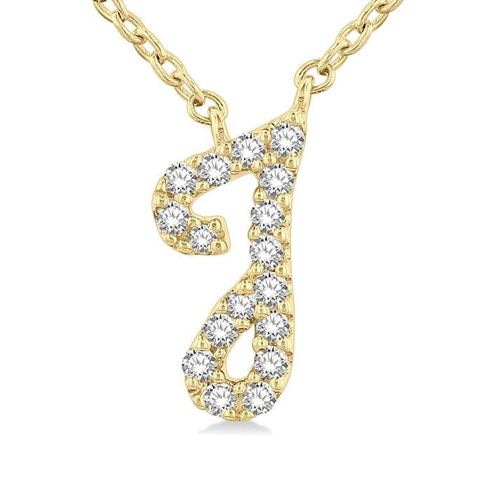 Selene Lark Script 'J' Initial Diamond Pendant