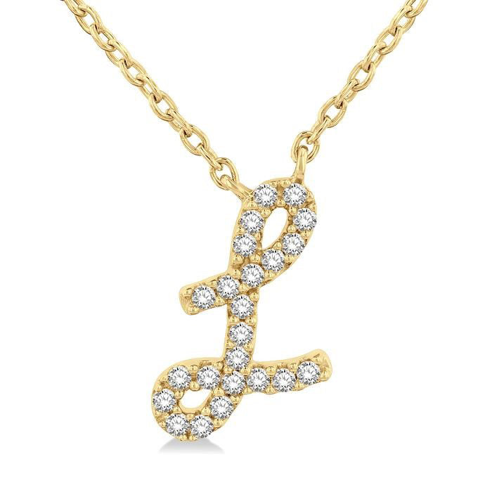 Selene Luna Script 'L' Initial Diamond Pendant