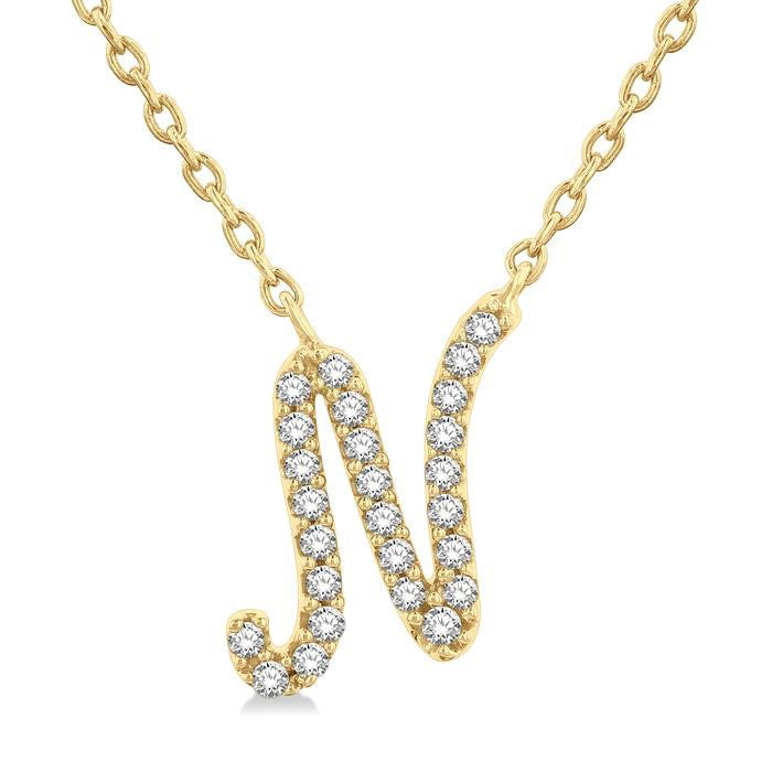 Laurel Quorra Script 'N' Initial Diamond Pendant
