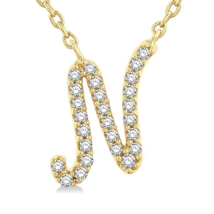 Laurel Quorra Script 'N' Initial Diamond Pendant