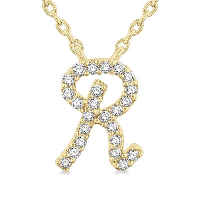 Lysandra Cascade Script 'R' Initial Diamond Pendant