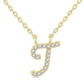 Ultramarine Minerva Script 'T' Initial Diamond Pendant